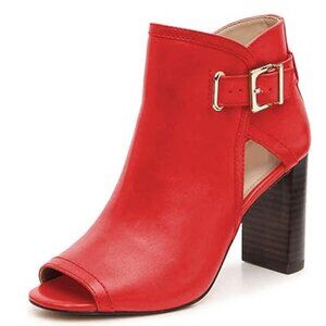 YDN Women Stacked Chunky High Heels Ankle Bootie Peep Toe Winter Boots Cutout Bu